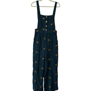 Cider Dark Blue Jumpsuit with Yellow Flower Embroidery